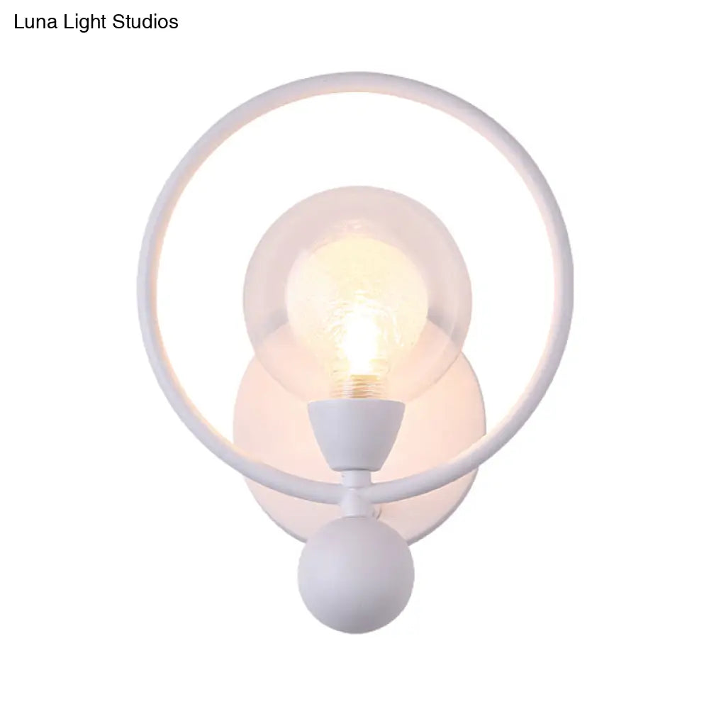 DecorBites™ Modern Black/White Ring Wall Sconce Lamp with Glass Ball Shade
