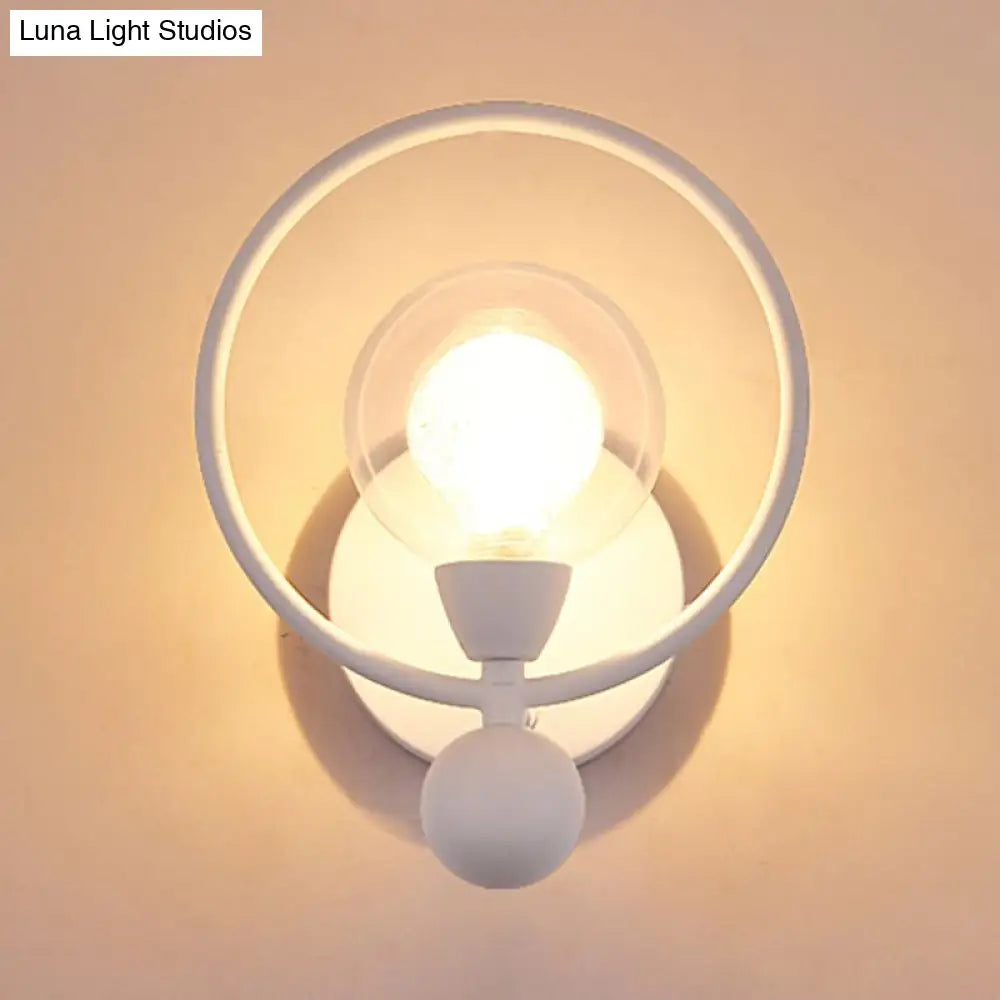 DecorBites™ Modern Black/White Ring Wall Sconce Lamp with Glass Ball Shade