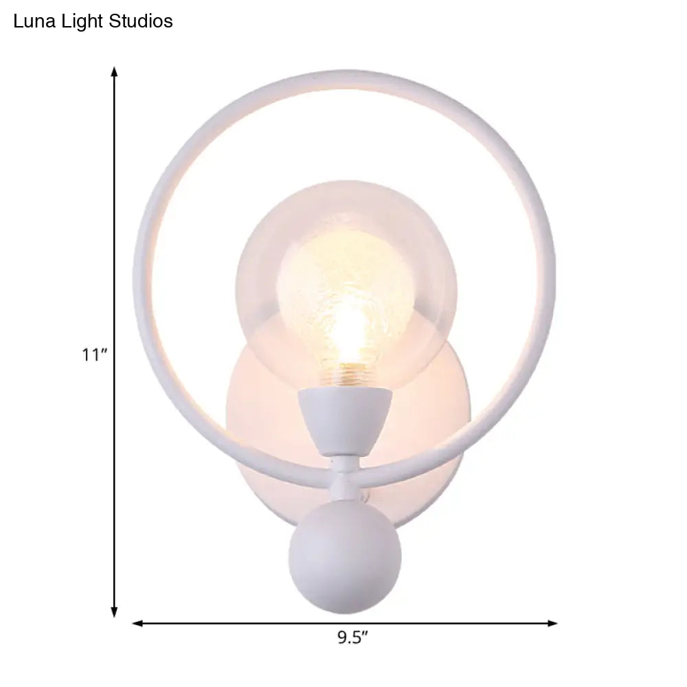 DecorBites™ Modern Black/White Ring Wall Sconce Lamp with Glass Ball Shade