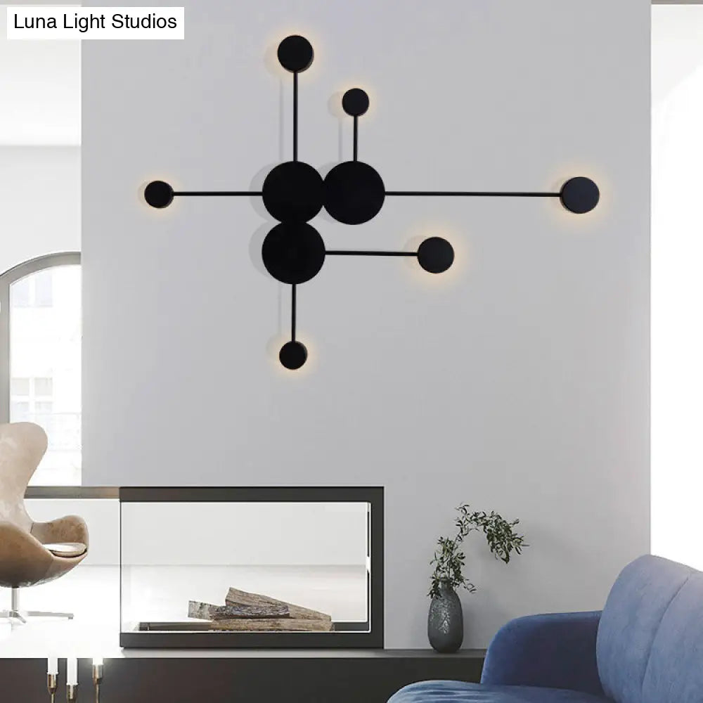 DecorBites™ Modern Black/White Sputnik LED Wall Sconce Light Fixture with Acrylic Lamp Shades - 2/3/6 Lights in Warm/White
