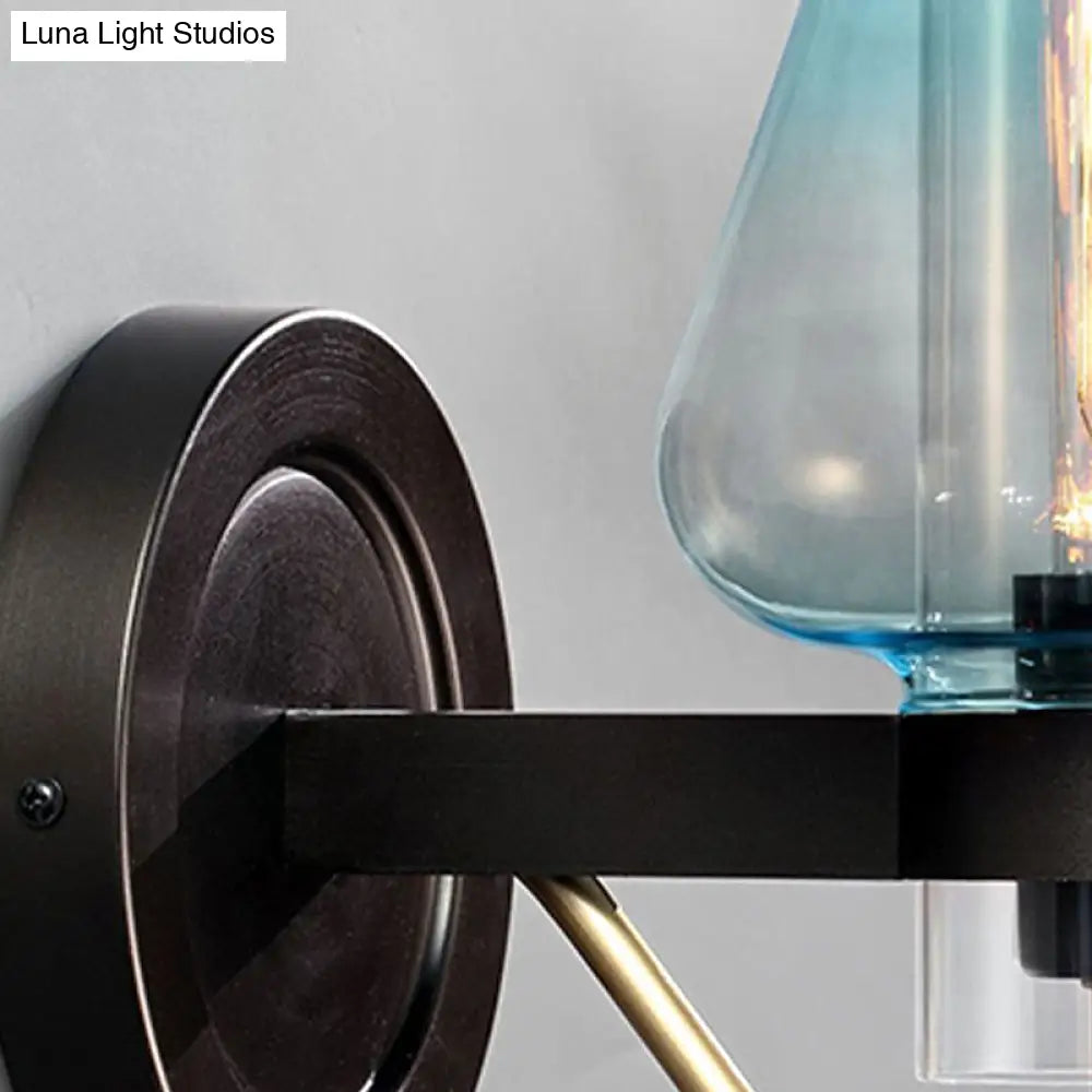 DecorBites™ Modern Blue Glass Wall Sconce with Tapered Shade & 1 Light - Perfect for Your Bedroom!