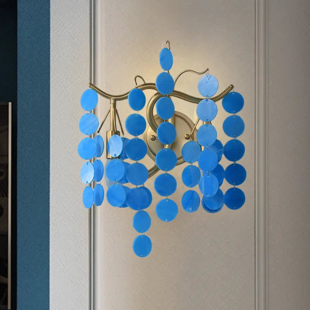DecorBites™ Modern Branch Design Bedroom Wall Lamp - Blue/Pink Glass, 2 Lights, Open Bulb