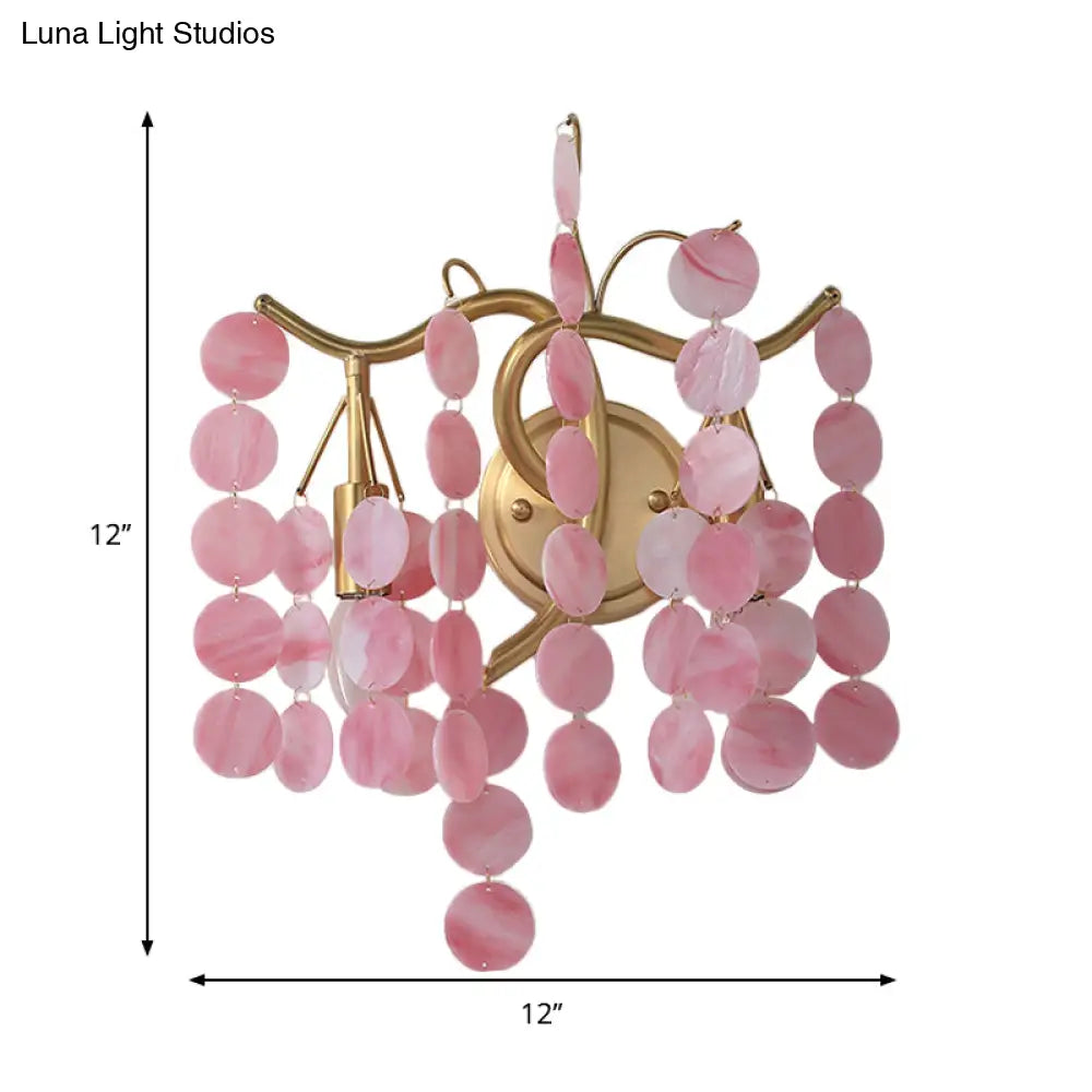 DecorBites™ Modern Branch Design Bedroom Wall Lamp - Blue/Pink Glass, 2 Lights, Open Bulb