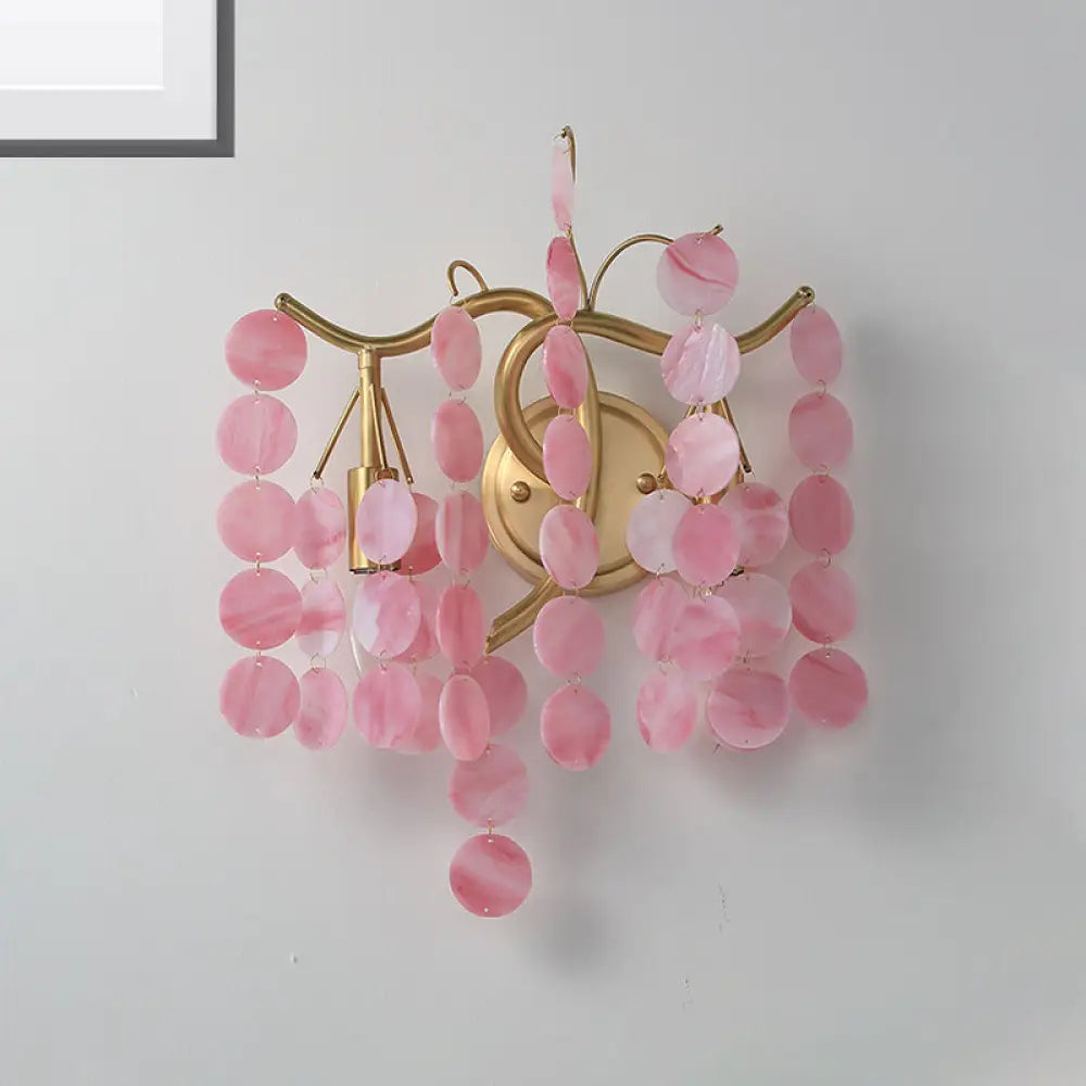 DecorBites™ Modern Branch Design Bedroom Wall Lamp - Blue/Pink Glass, 2 Lights, Open Bulb