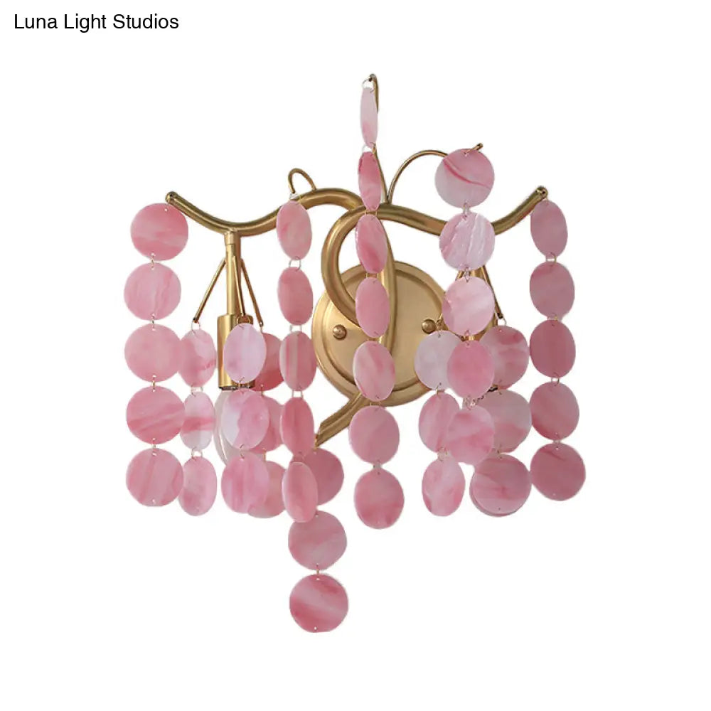 DecorBites™ Modern Branch Design Bedroom Wall Lamp - Blue/Pink Glass, 2 Lights, Open Bulb