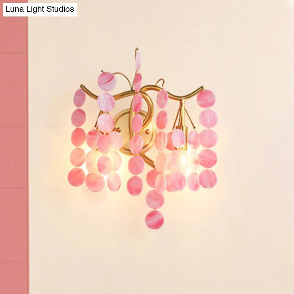 DecorBites™ Modern Branch Design Bedroom Wall Lamp - Blue/Pink Glass, 2 Lights, Open Bulb