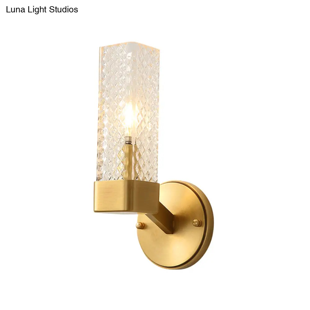 DecorBites™ Modern Brass Glass Cubic Wall Lamp - Stylish 1-Light Fixture for Living Room