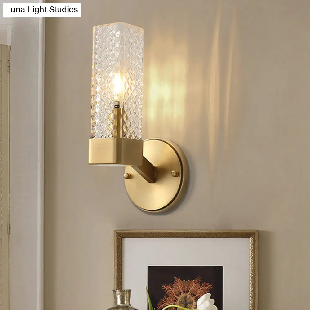 DecorBites™ Modern Brass Glass Cubic Wall Lamp - Stylish 1-Light Fixture for Living Room