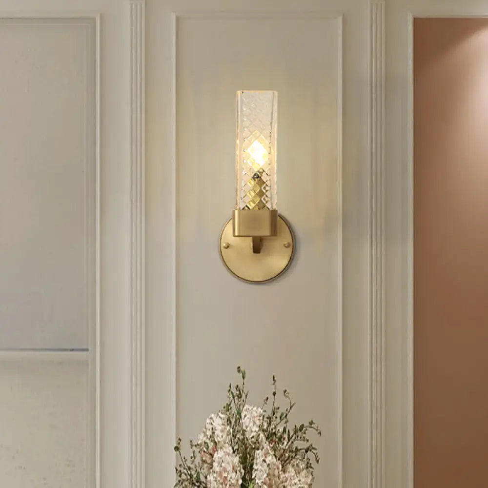 DecorBites™ Modern Brass Glass Cubic Wall Lamp - Stylish 1-Light Fixture for Living Room
