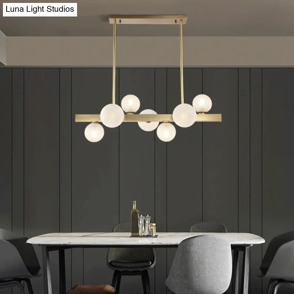 DecorBites™ Modern Brass LED Glass Island Pendant Light Fixture - Spherical Design for Ceiling