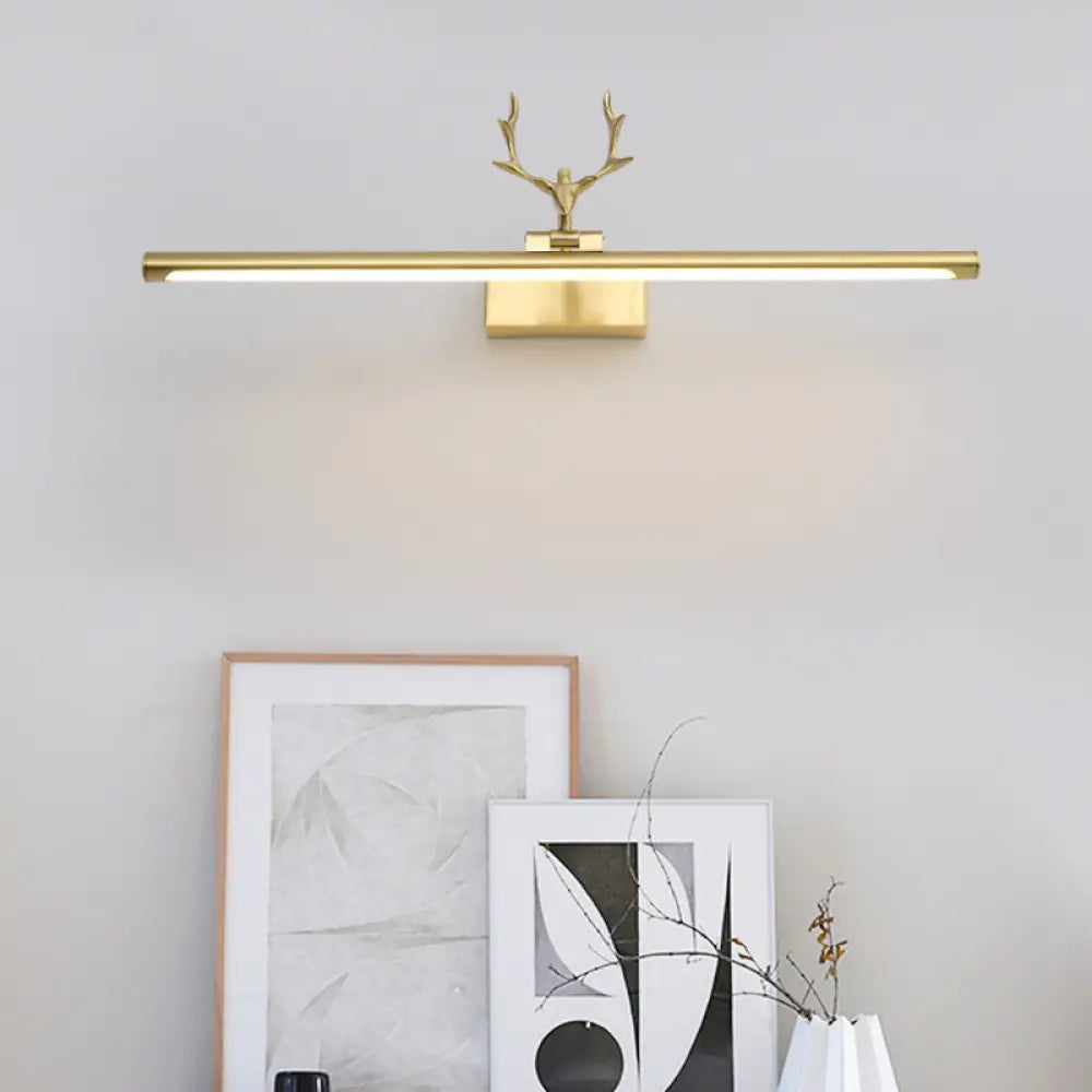 DecorBites™ Modern Brass LED Linear Wall Sconce with Antler Arm in Warm Light - Wide Sizes Available