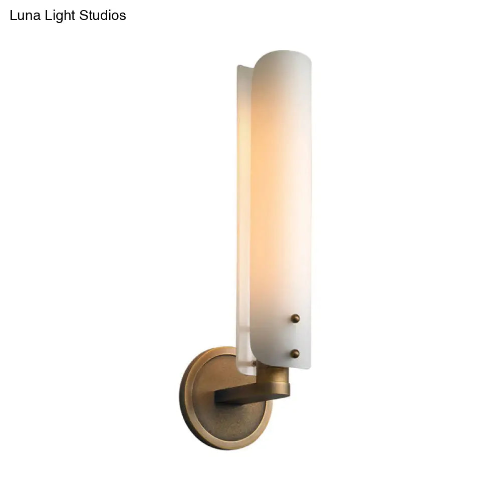 DecorBites™ Modern Brass Sconce Light Fixture with Opal Glass Shade - Bedroom Wall Lamp
