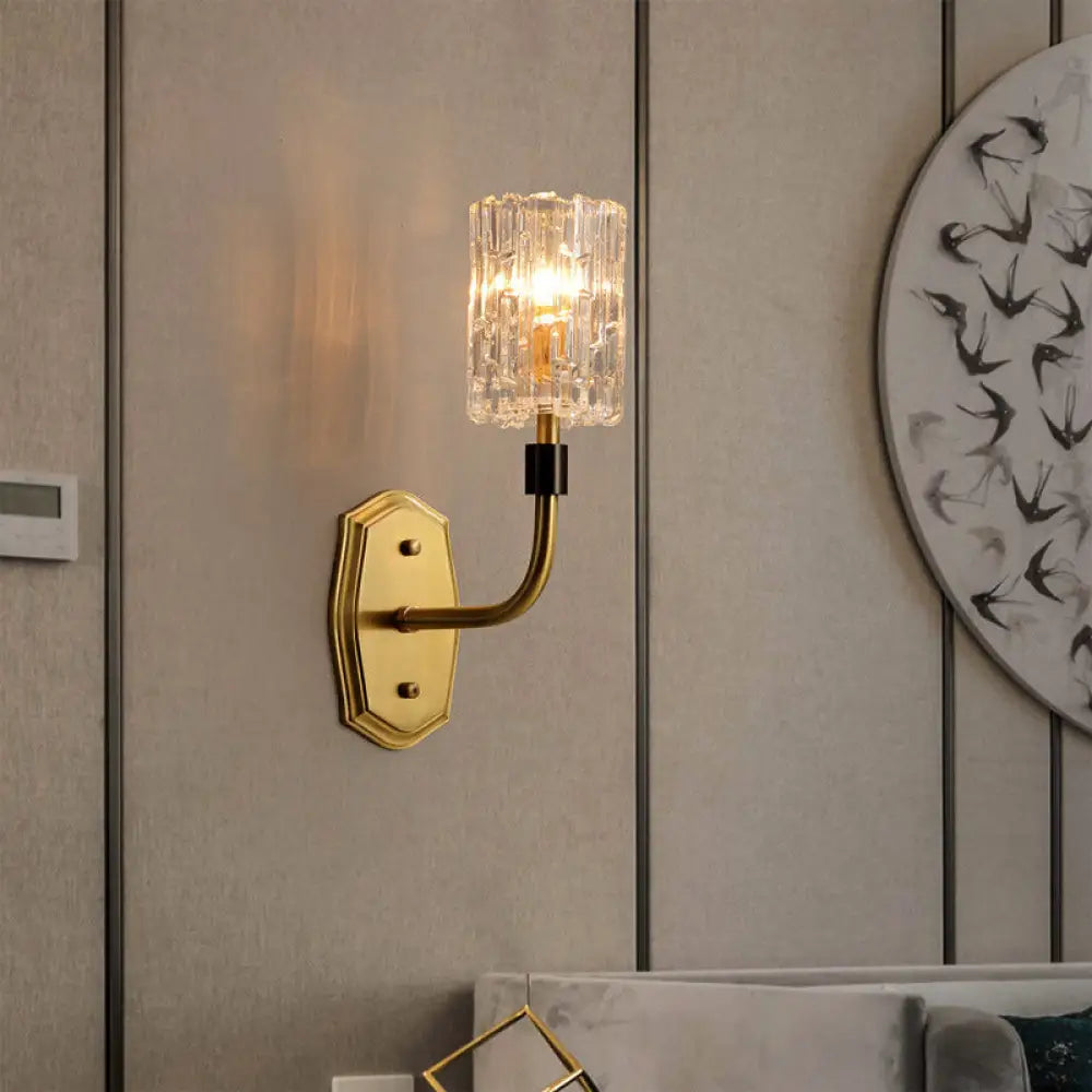 DecorBites™ Modern Brass Sconce Light with Clear Glass Shade - Wall Mounted 1/2-Light for Living Room