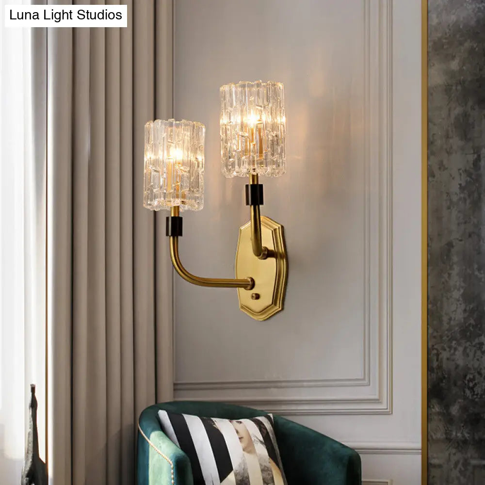 DecorBites™ Modern Brass Sconce Light with Clear Glass Shade - Wall Mounted 1/2-Light for Living Room