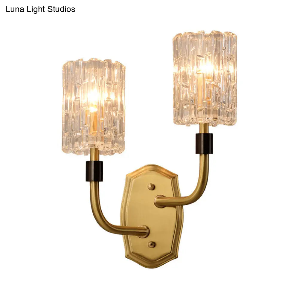 DecorBites™ Modern Brass Sconce Light with Clear Glass Shade - Wall Mounted 1/2-Light for Living Room
