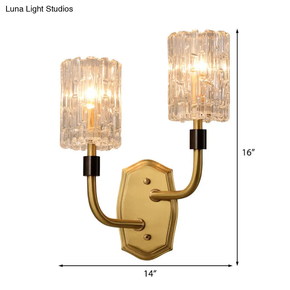 DecorBites™ Modern Brass Sconce Light with Clear Glass Shade - Wall Mounted 1/2-Light for Living Room