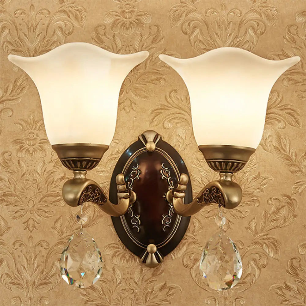 DecorBites™ Modern Brass Sconce Light with Crystal Drop - Wall Mounted Indoor Lamp (1/2 Lights)