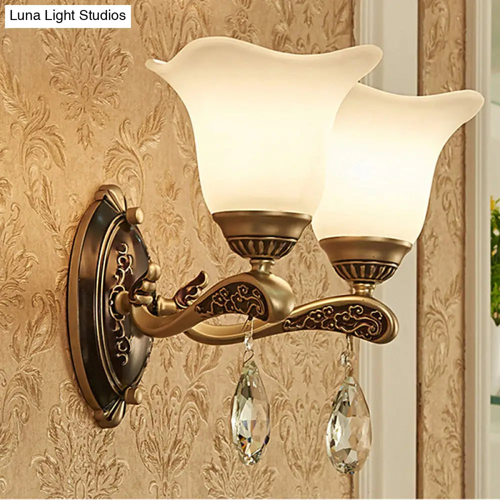 DecorBites™ Modern Brass Sconce Light with Crystal Drop - Wall Mounted Indoor Lamp (1/2 Lights)