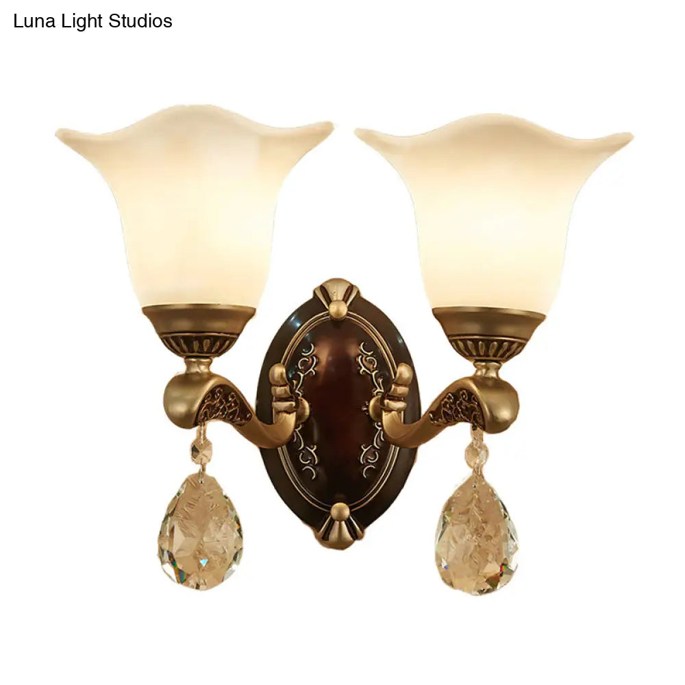 DecorBites™ Modern Brass Sconce Light with Crystal Drop - Wall Mounted Indoor Lamp (1/2 Lights)