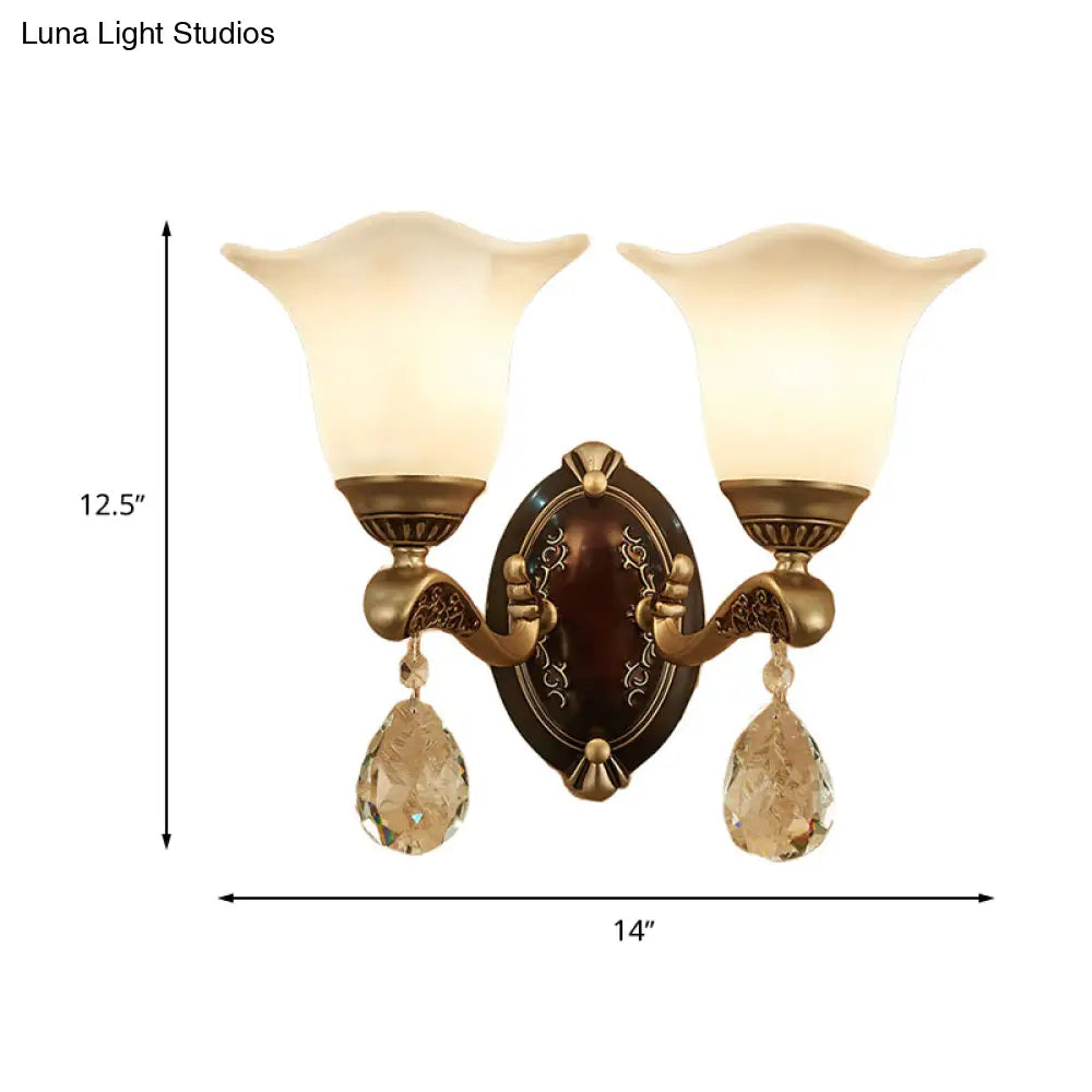 DecorBites™ Modern Brass Sconce Light with Crystal Drop - Wall Mounted Indoor Lamp (1/2 Lights)