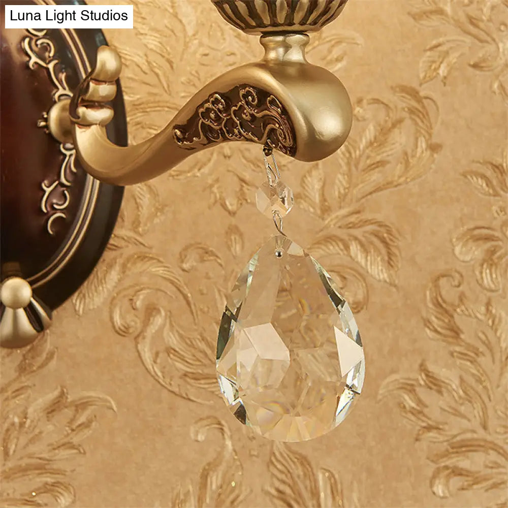 DecorBites™ Modern Brass Sconce Light with Crystal Drop - Wall Mounted Indoor Lamp (1/2 Lights)