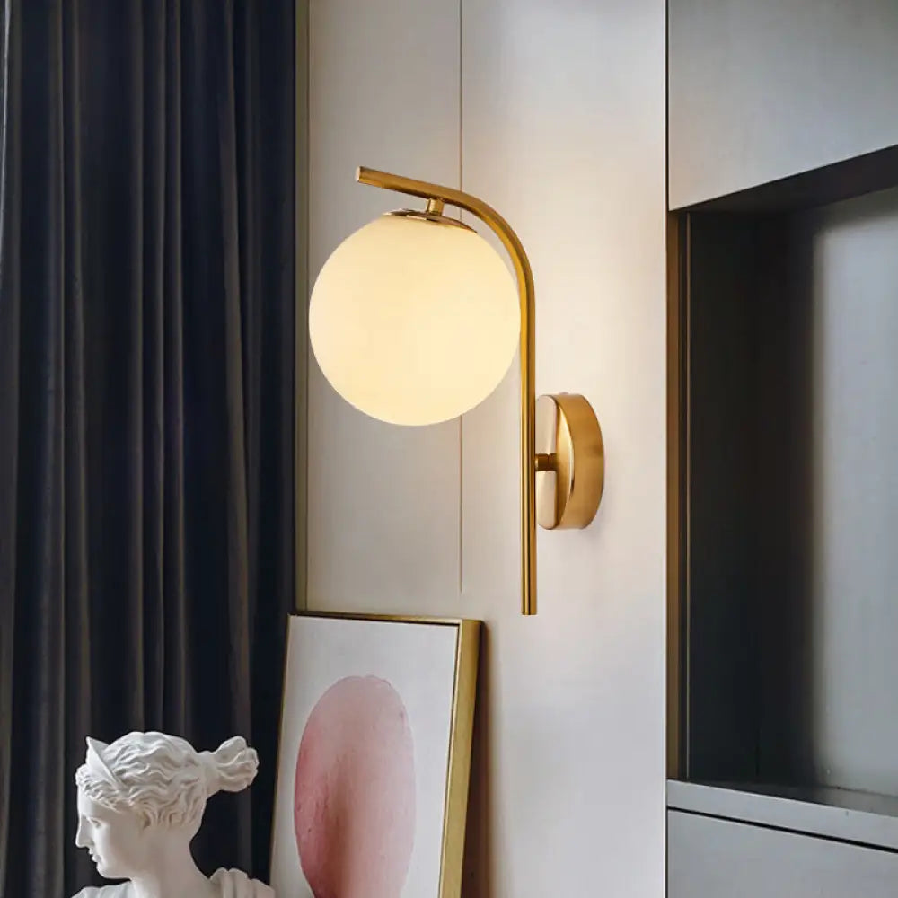 DecorBites™ Modern Brass Wall Mounted Bedside Lamp with Grey/Clear Water/White Glass Shade