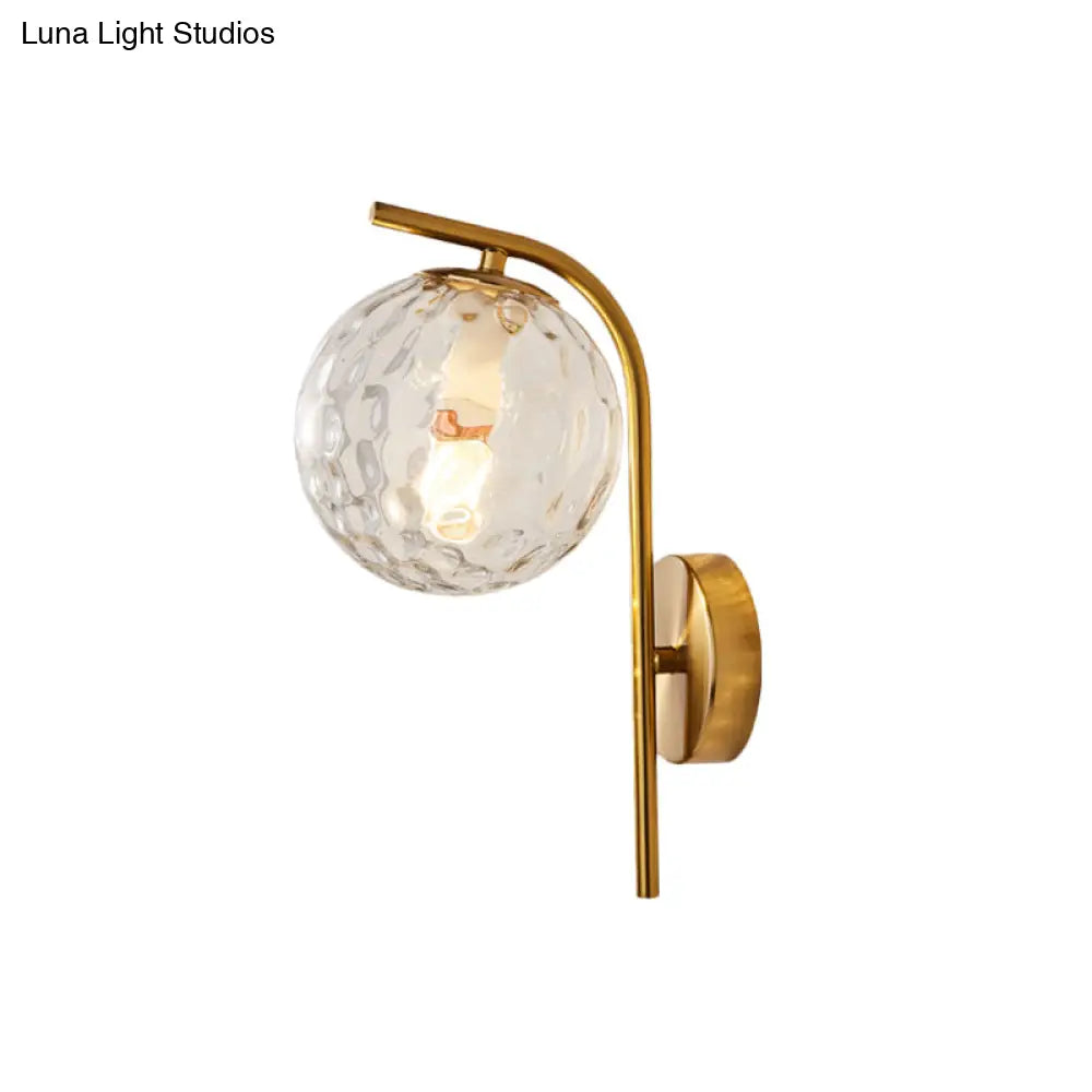DecorBites™ Modern Brass Wall Mounted Bedside Lamp with Grey/Clear Water/White Glass Shade