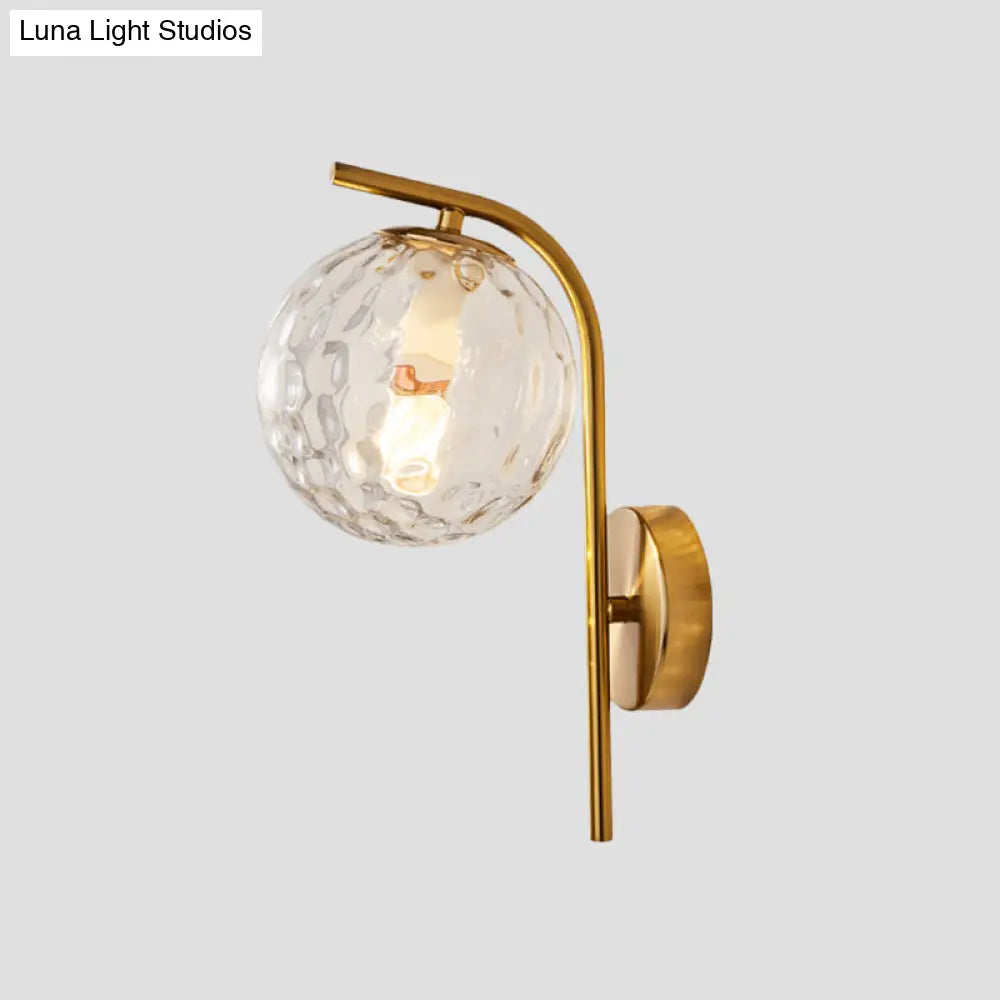 DecorBites™ Modern Brass Wall Mounted Bedside Lamp with Grey/Clear Water/White Glass Shade