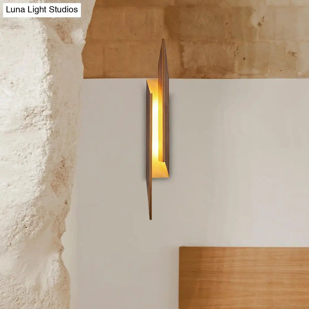 DecorBites™ Modern Brown Wall Sconce with LED Light & Geometric Metal Shade for Living Room