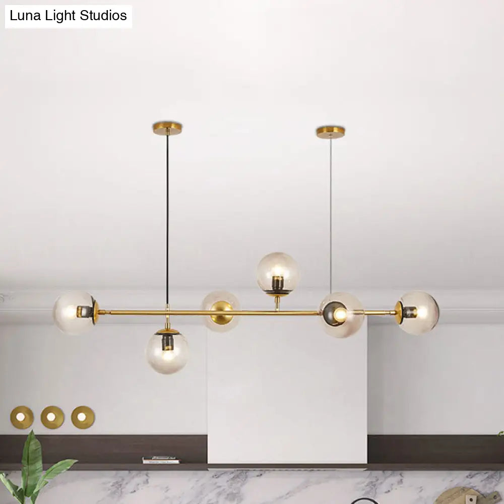DecorBites™ Modern Bubble Chandelier Lighting - 6-Light Smoke Gray Glass Shade for Kitchen Dining Room