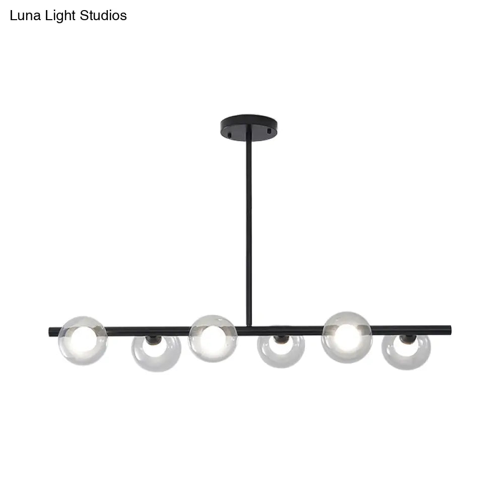 DecorBites™ Modern Bubble Clear Glass Island Ceiling Light - 5/6 Lights Black/Gold Finish - Dining Room Pendant Fixture