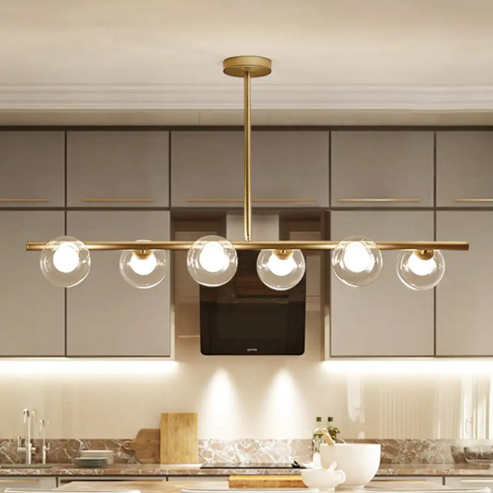 DecorBites™ Modern Bubble Clear Glass Island Ceiling Light - 5/6 Lights Black/Gold Finish - Dining Room Pendant Fixture