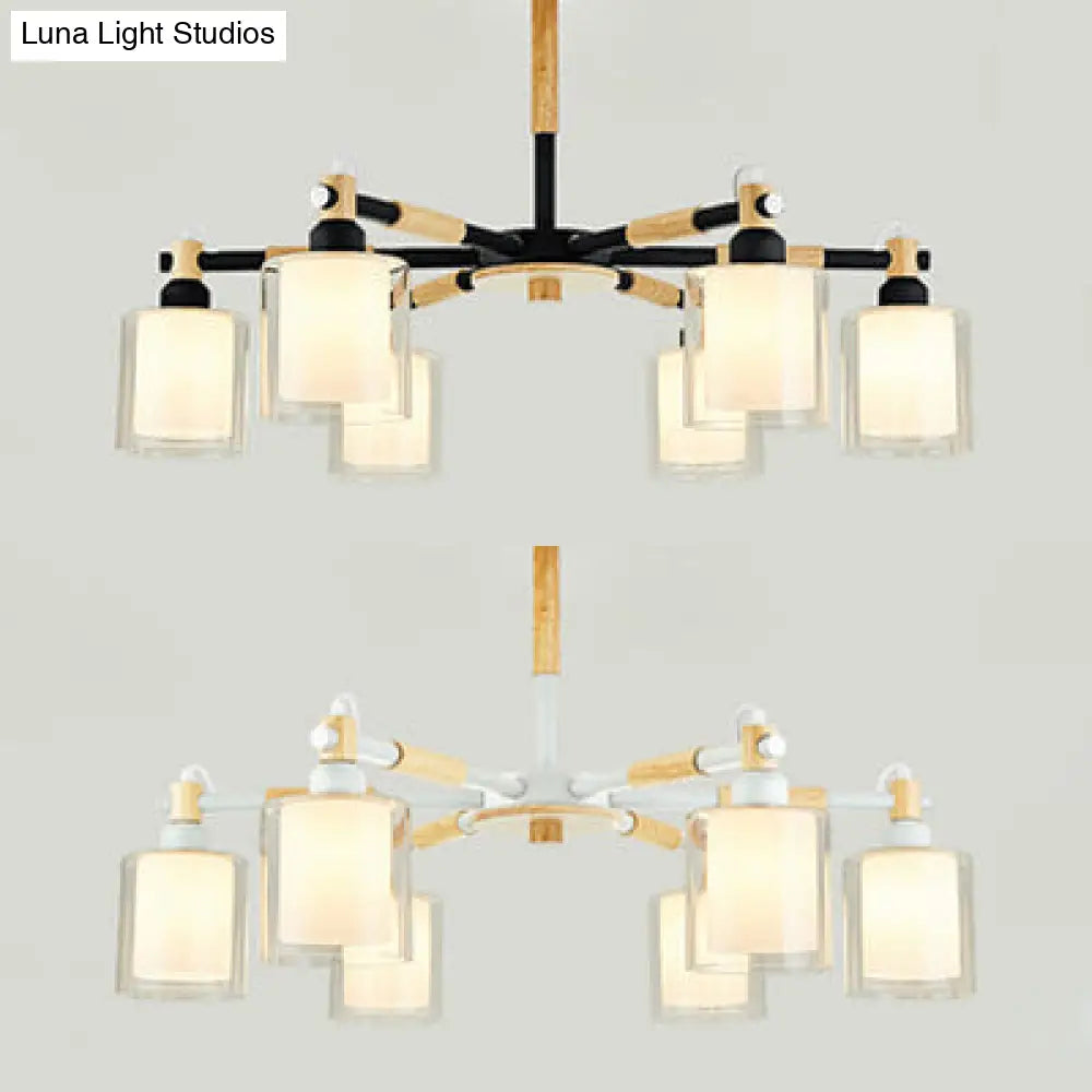 DecorBites™ Modern Chic Glass Cylinder Hanging Pendant Lamp with 6 Lights for Bedroom