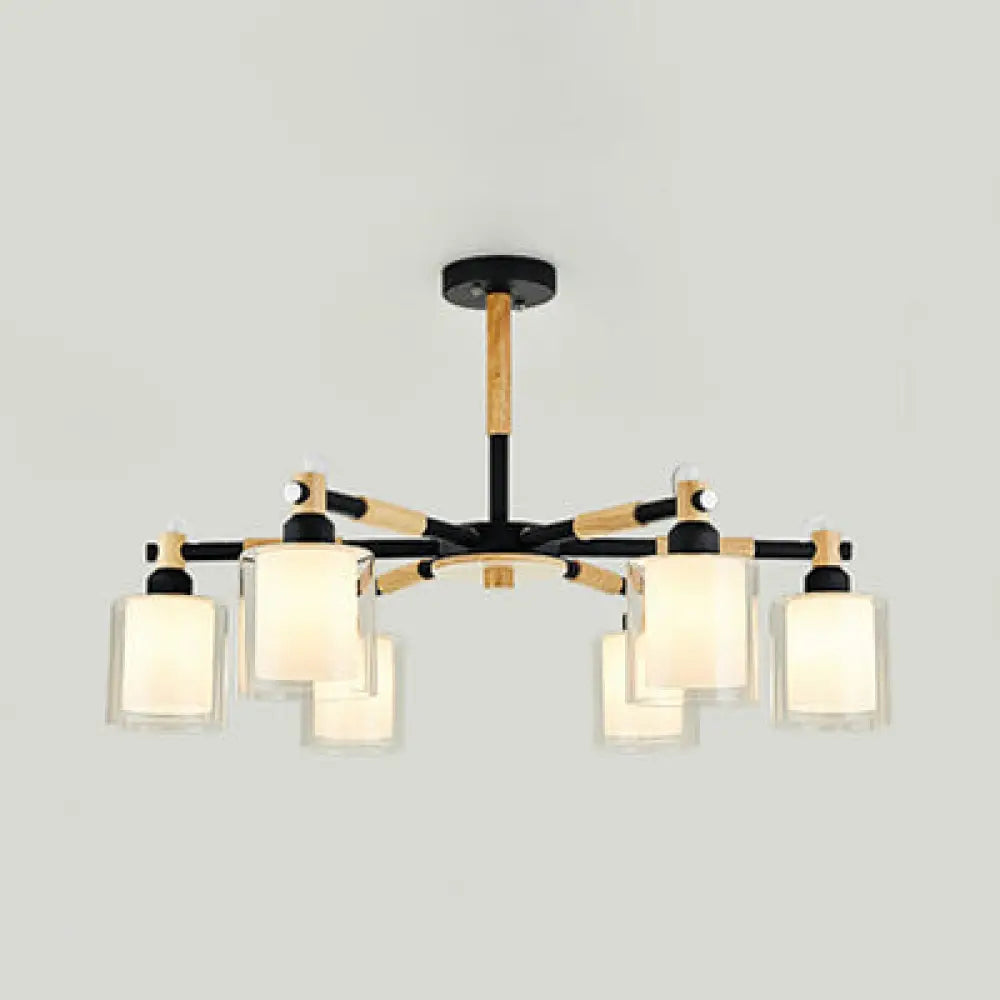 DecorBites™ Modern Chic Glass Cylinder Hanging Pendant Lamp with 6 Lights for Bedroom