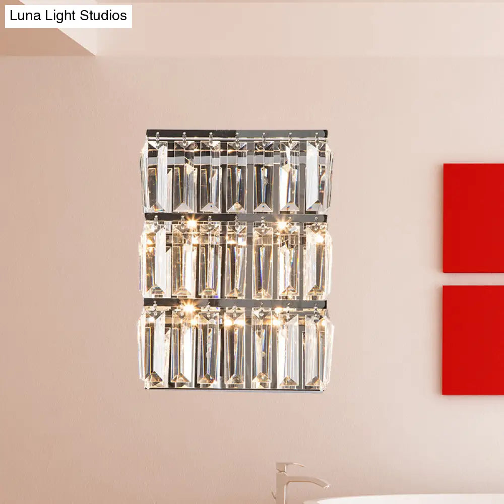 DecorBites™ Modern Chrome 4-Light Clear Crystal Wall Lamp - Elegant Rectangle Wall Lighting Fixture
