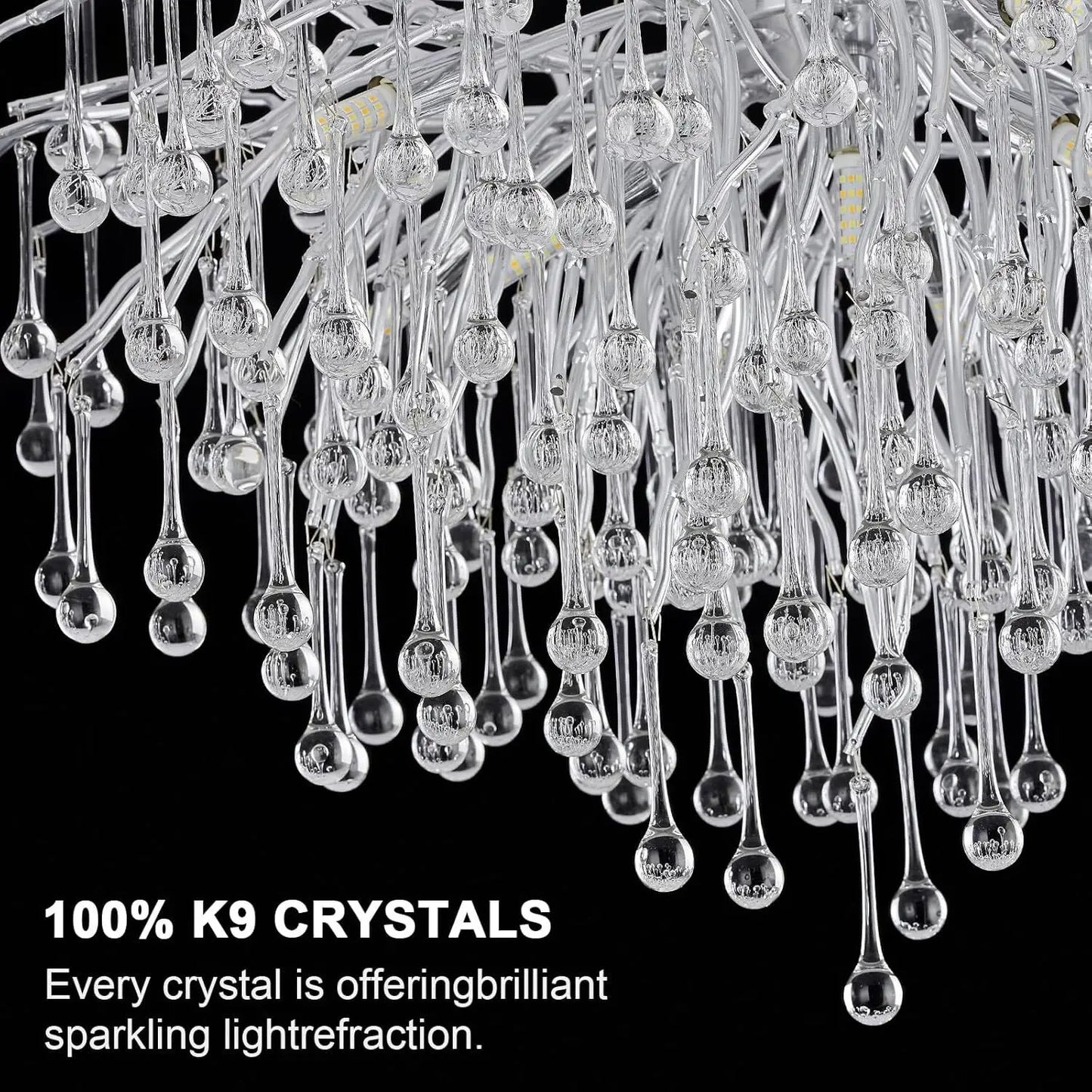 DecorBites™ Modern Chrome Crystal Chandelier for Living Room