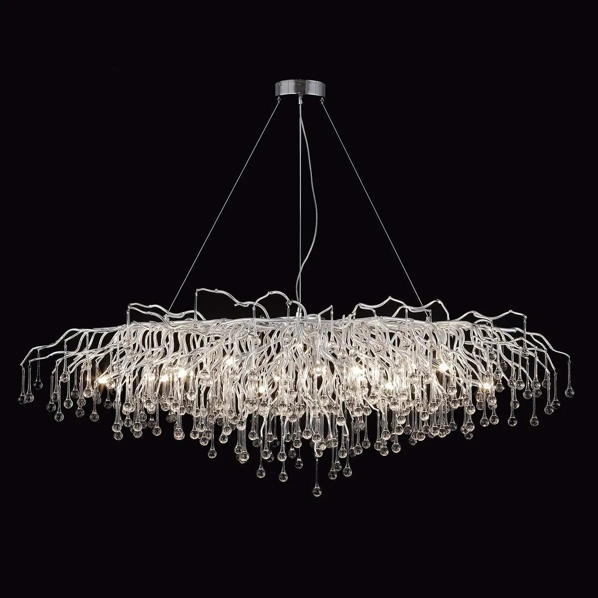 DecorBites™ Modern Chrome Crystal Chandelier for Living Room