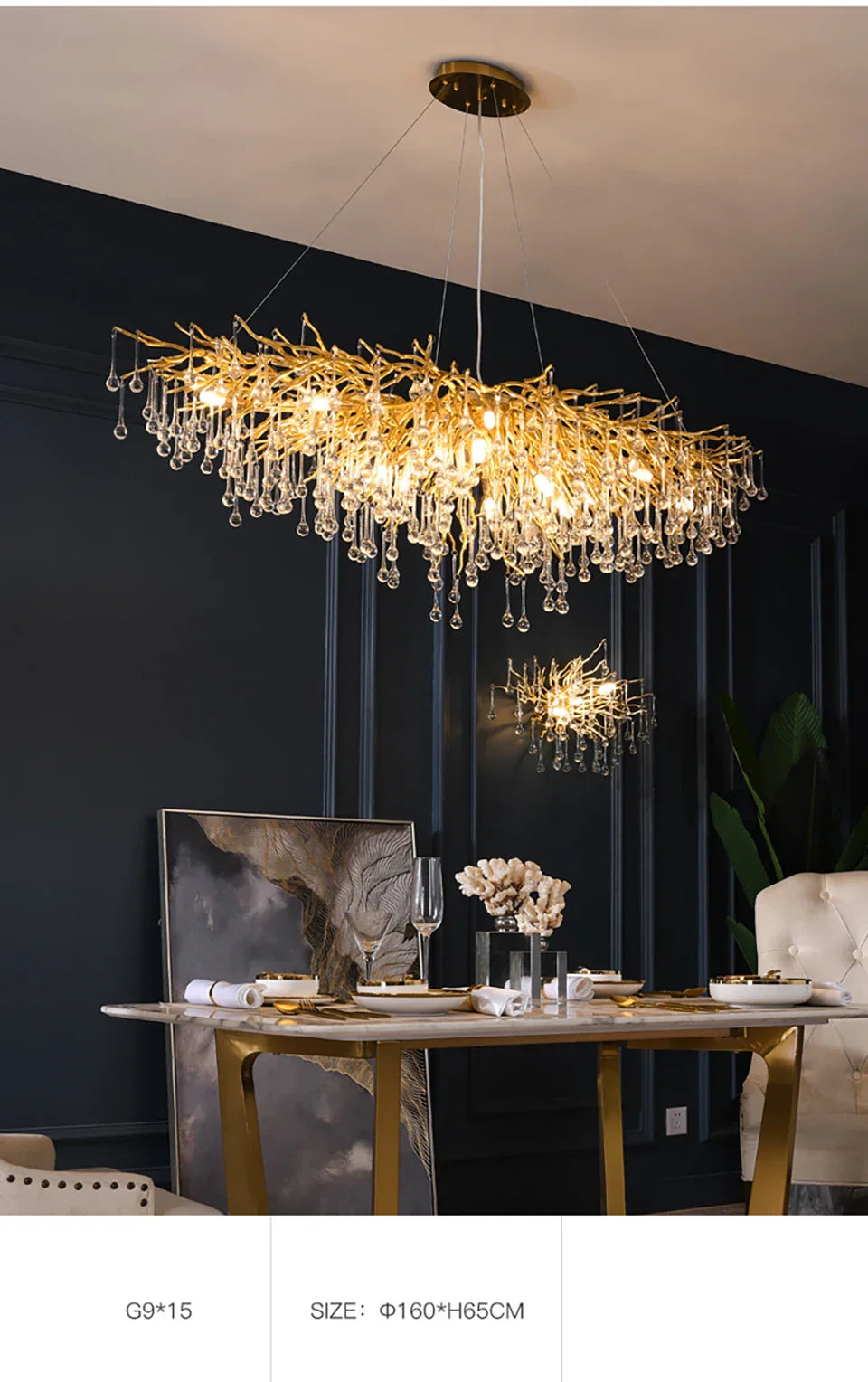 DecorBites™ Modern Chrome Crystal Chandelier for Living Room