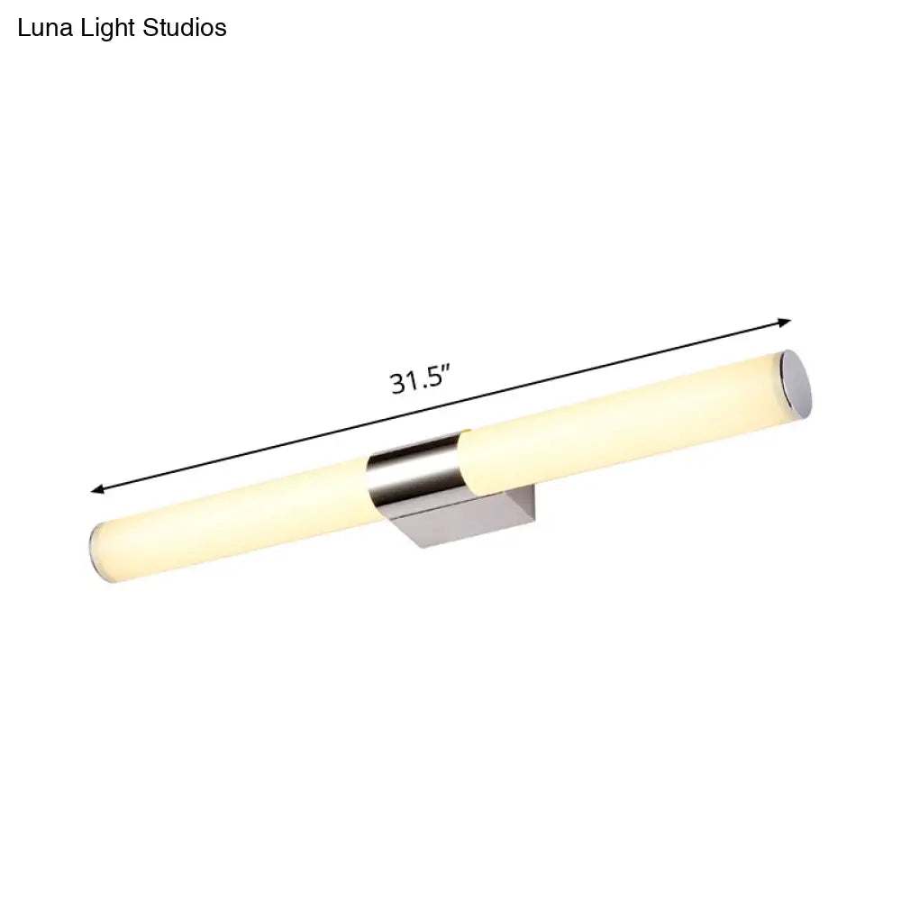 DecorBites™ Modern Chrome LED Wall Vanity Light with Acrylic Tube and Warm/White Light, 18"/23.5"/31.5" Length
