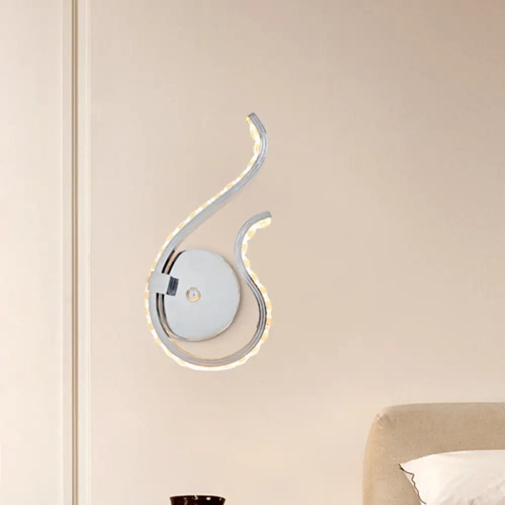 DecorBites™ Modern Chrome Twist Wall Light Sconce with LED Bedside Lamp - Warm/White Light
