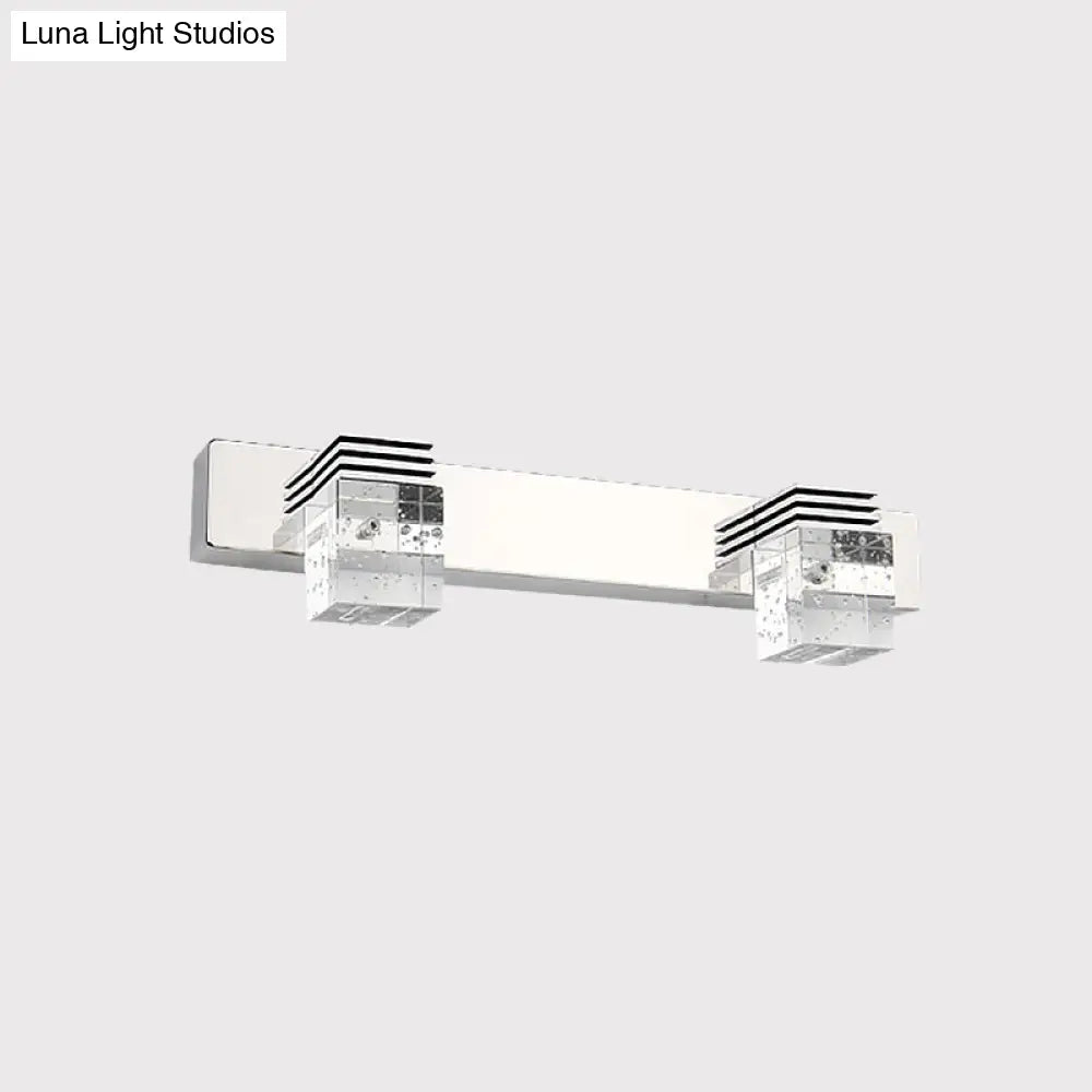 DecorBites™ Modern Chrome Vanity Light Fixture with Clear Crystal Accents - 2/3 Bulbs, Warm/White Light