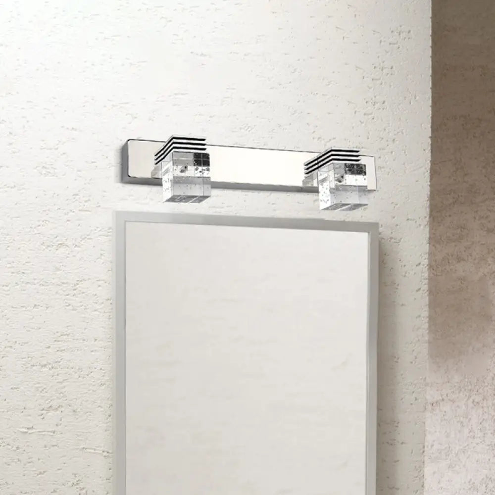 DecorBites™ Modern Chrome Vanity Light Fixture with Clear Crystal Accents - 2/3 Bulbs, Warm/White Light