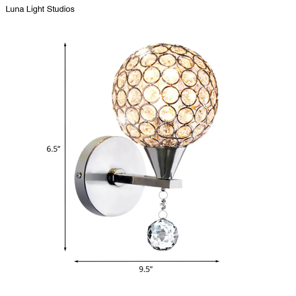 DecorBites™ Modern Chrome Wall Light with Crystal Encrusted Globe, 1 Head