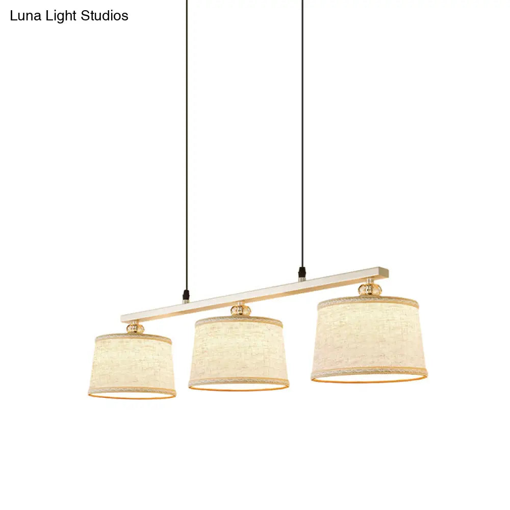 DecorBites™ Modern Circular Pendant Light with Flaxen Fabric and 3 Bulbs for Open Kitchen Island Lighting