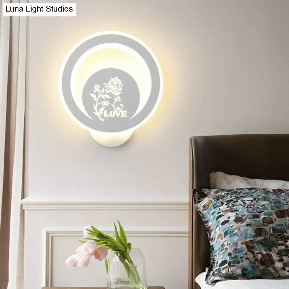 DecorBites™ Modern Circular Sconce Lighting: Acrylic LED Wall Light Fixture in White for Living Room