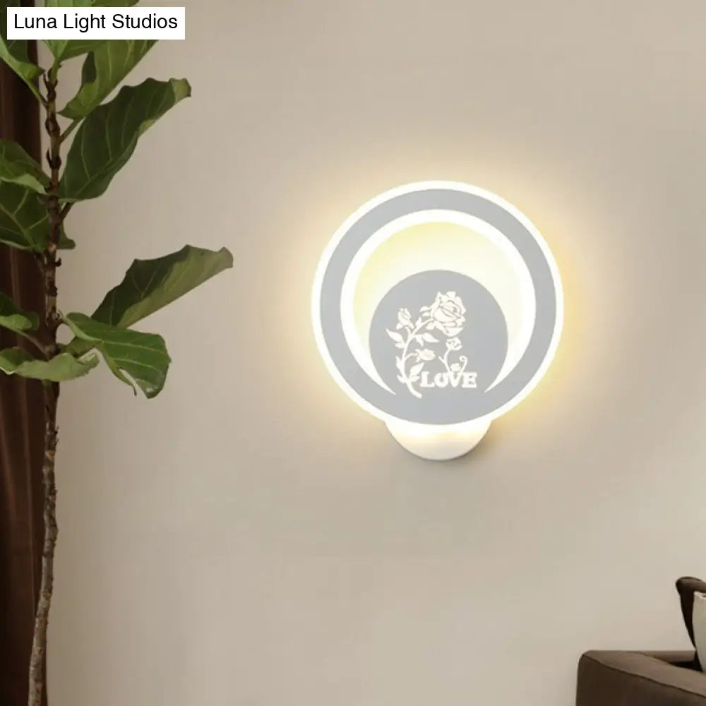 DecorBites™ Modern Circular Sconce Lighting: Acrylic LED Wall Light Fixture in White for Living Room