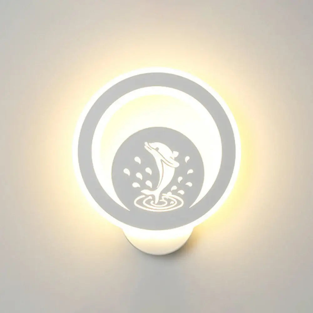 DecorBites™ Modern Circular Sconce Lighting: Acrylic LED Wall Light Fixture in White for Living Room