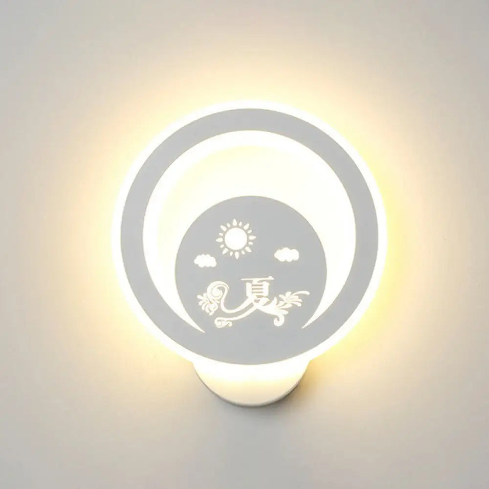 DecorBites™ Modern Circular Sconce Lighting: Acrylic LED Wall Light Fixture in White for Living Room