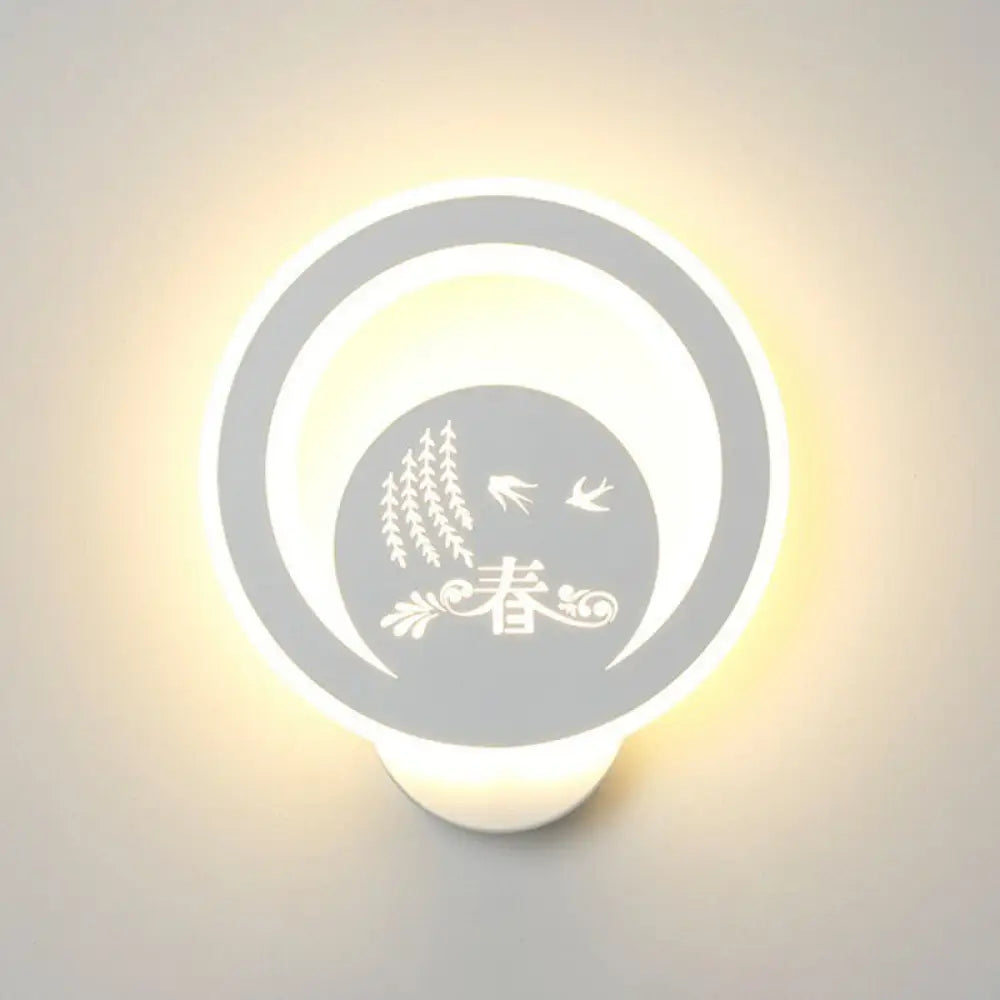 DecorBites™ Modern Circular Sconce Lighting: Acrylic LED Wall Light Fixture in White for Living Room