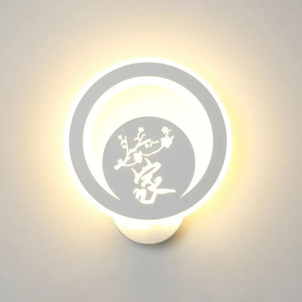 DecorBites™ Modern Circular Sconce Lighting: Acrylic LED Wall Light Fixture in White for Living Room